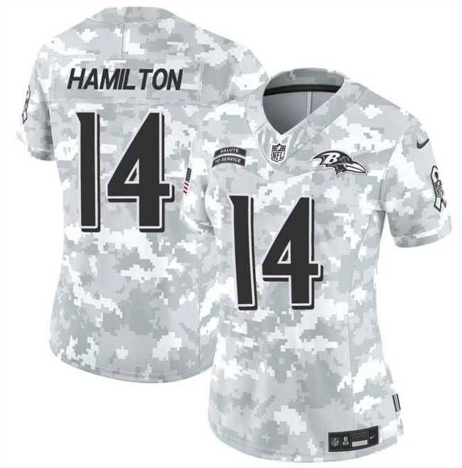 Women%27s Baltimore Ravens #14 Kyle Hamilton 2024 F.U.S.E Arctic Camo Salute To Service Limited Stitched Jersey Dzhi